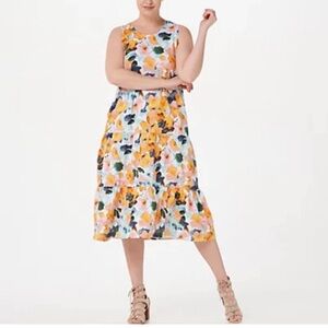 d&co Beach Floral Sleeveless Maxi Dress - XL